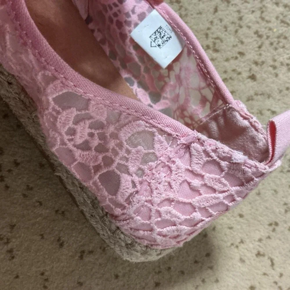 TOMS Pink Floral Lace‎ Alpargata Espadrille Slip On Shoes Womens 9 1000051217